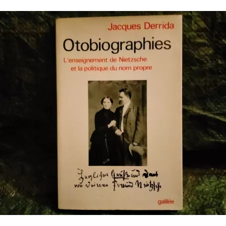 Livre Otobiographies - Jacques Derrida Galilée
