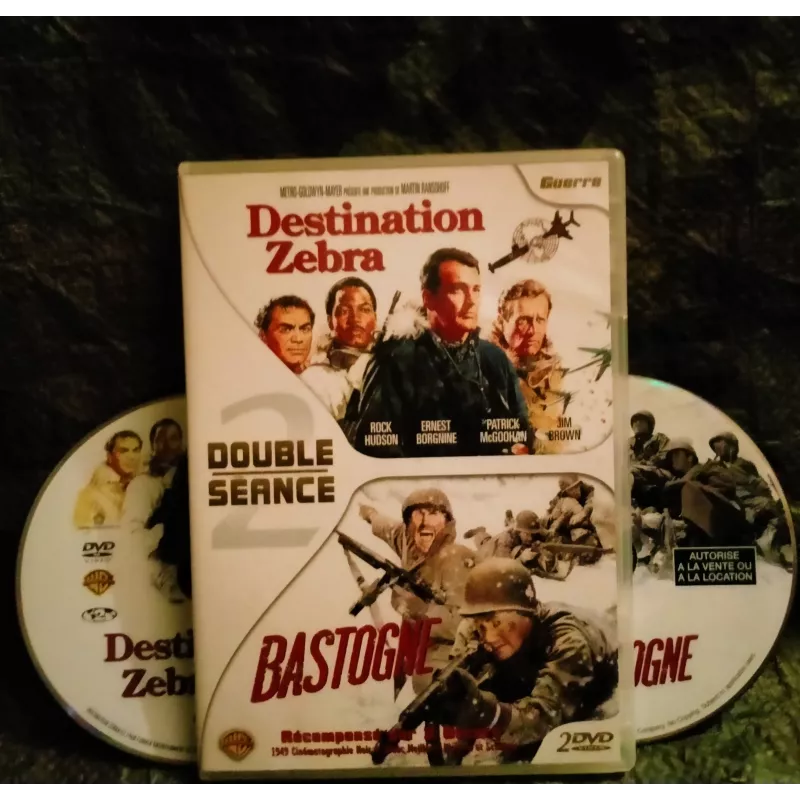 Bastogne et Destination Zébra - 2 Films DVD Rock Hudson - Ernest Borgnine