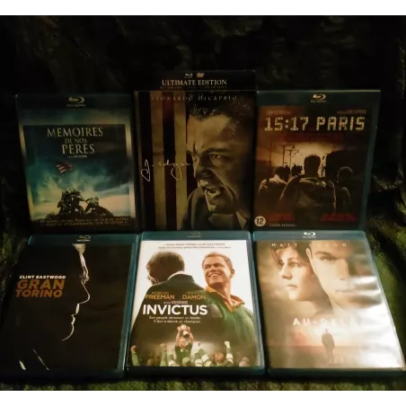 Eastwood  Pack 6 Films Blu-ray + 1 DVD Mémoires de nos pères Le 15h17 pour Paris J. Edgar Au-delà Gran Torino