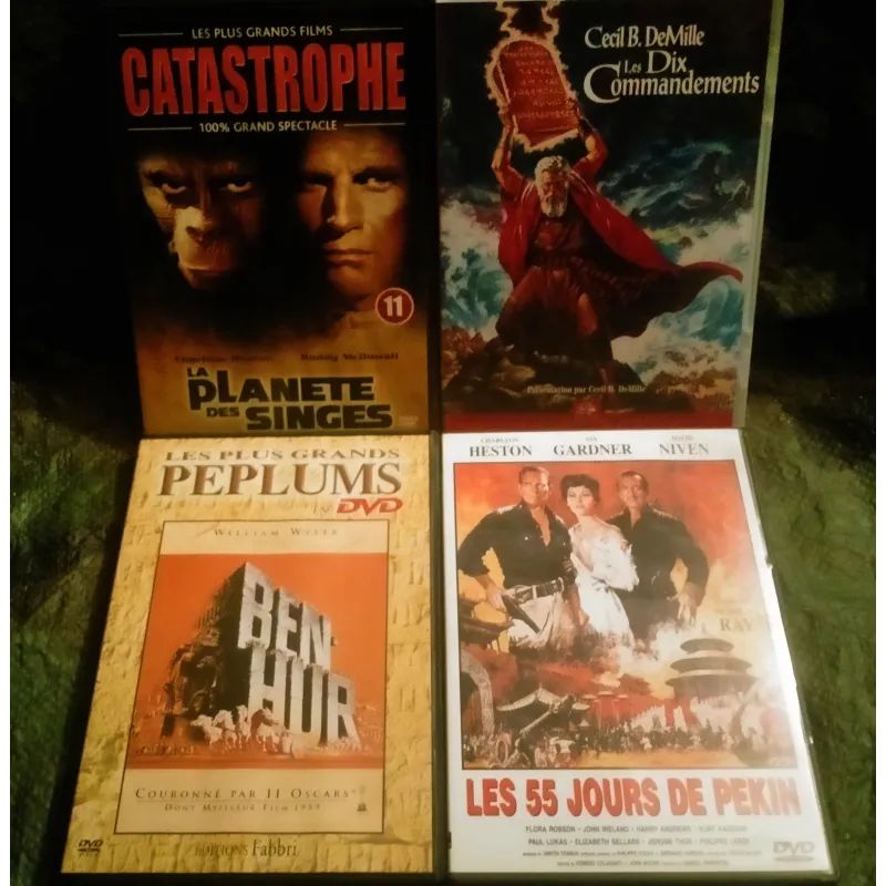 DVD Charlton Heston Pack 4 Films Les dix commandements Ben-Hur
Les 55 Jours de Pékin La planète des singes