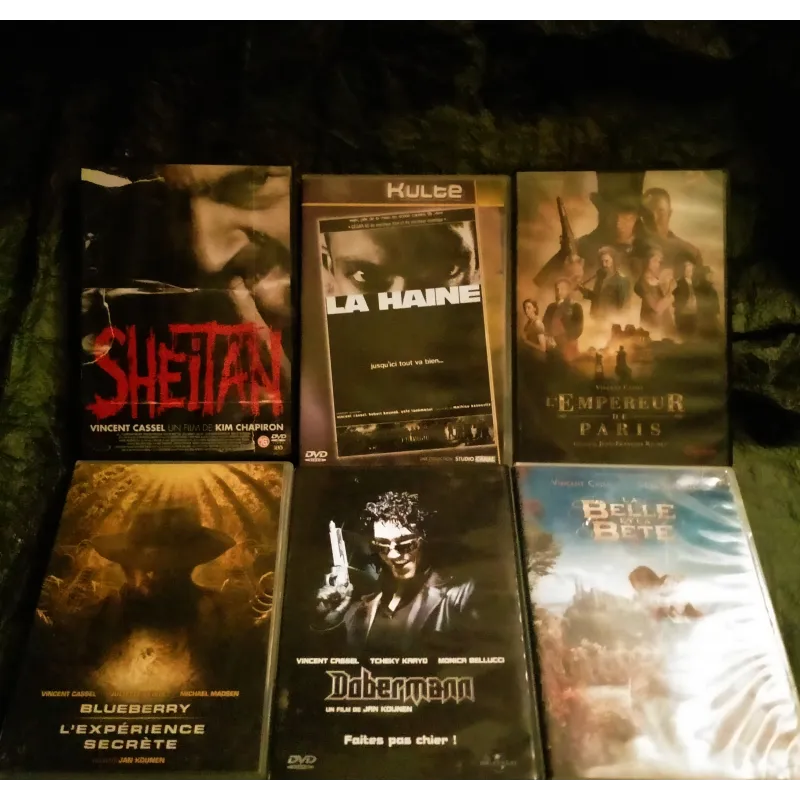 Vincent Cassel Pack 6 Films DVD La haine Sheitan Dobermann L'empereur de Paris La belle et la bête Blueberry