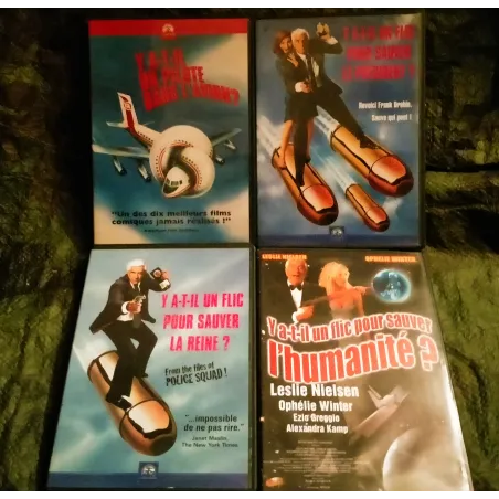 Leslie Nielsen Pack 4 Films DVD Y a-t-il un pilote dans l'avion sauver l'Humanité sauver le président sauver la reine