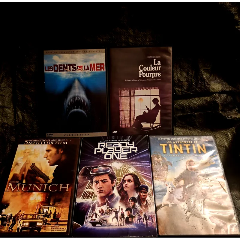 DVD Steven Spielberg Pack 5 Films Les dents de la mer La couleur pourpre Ready player one Munich Tintin
