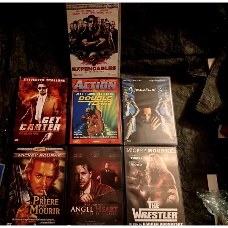 Pack 7 Films DVD Mickey Rourke 9 Semaine 1/2 Double team Expendables Get carter The Wresler