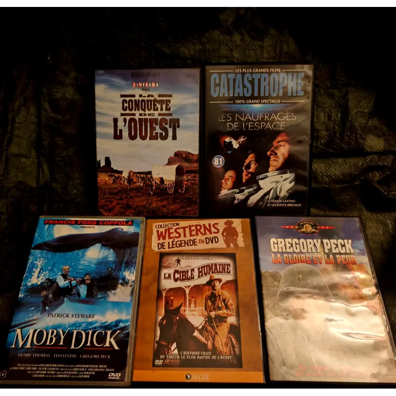 DVD Gregory Peck Pack 5 Films La cible humaine La conquête de l'Ouest La cible humaine La gloire et la peur Moby Dick