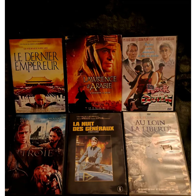 DVD Peter O'Toole Pack 6 Films Lawrence d'Arabie La nuit des généraux Au loin la liberté Le dernier empereur Troie