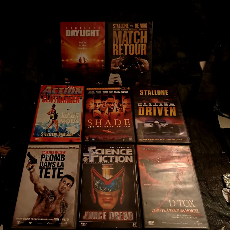 DVD Sylvester Stallone Pack 8 Films Du plomb dans la tête Compte à rebours mortel Judge Dredd Driven Match retour