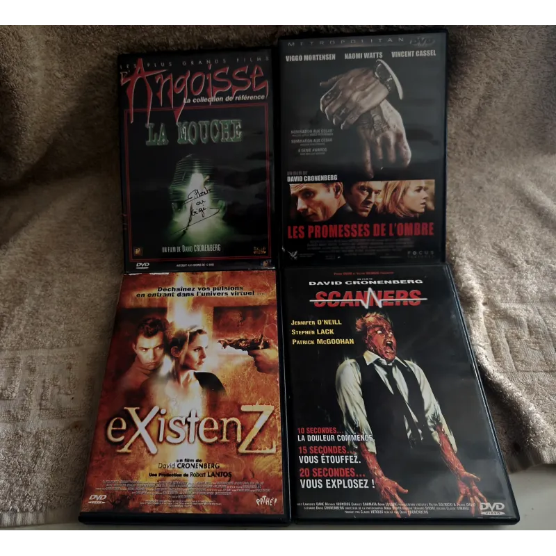 Pack 4 Films DVD David Cronenberg La mouche Scanners ExistenZ Les promesses de l'ombre