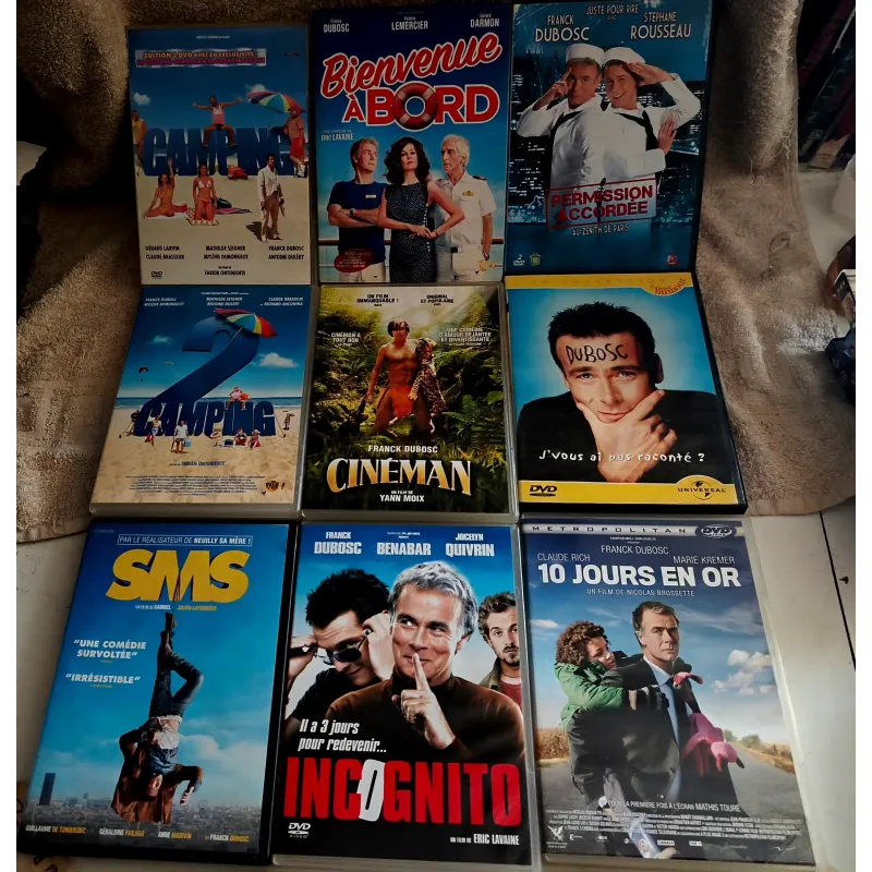 DVD Franck Dubosc Pack 9 Films SMS 10 Jours en or Incognito Cinéman Bienvenue à bord Camping