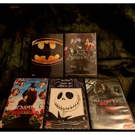 DVD Tim Burton Pack 5 Films L'étrange Noël de Monsieur Jack
Charlie et la chocolaterie Sweeney Todd Dark shadows
