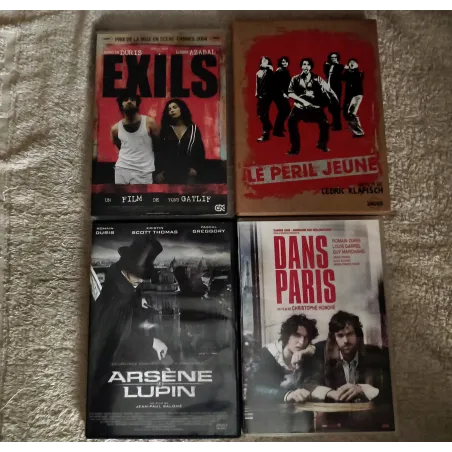Romain Duris Pack 4 Films 5 DVD Le péril jeune Arsène Lupin Dans Paris Exils