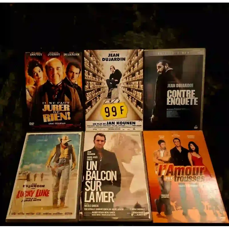 Jean Dujardin Pack 6 Films DVD Un balcon sur la mer Lucky Luke 
Il ne faut jurer de rien 99 Francs
Contre-enquête