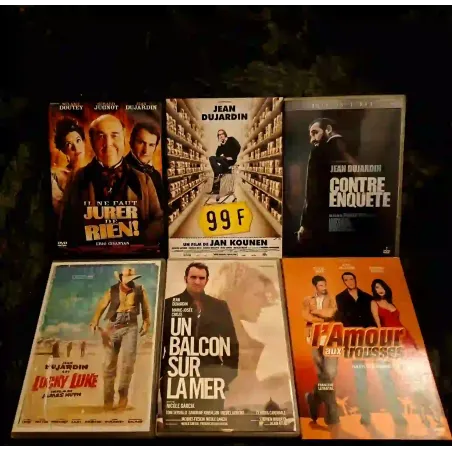 Jean Dujardin Pack 6 Films DVD Un balcon sur la mer Lucky Luke 
Il ne faut jurer de rien 99 Francs
Contre-enquête