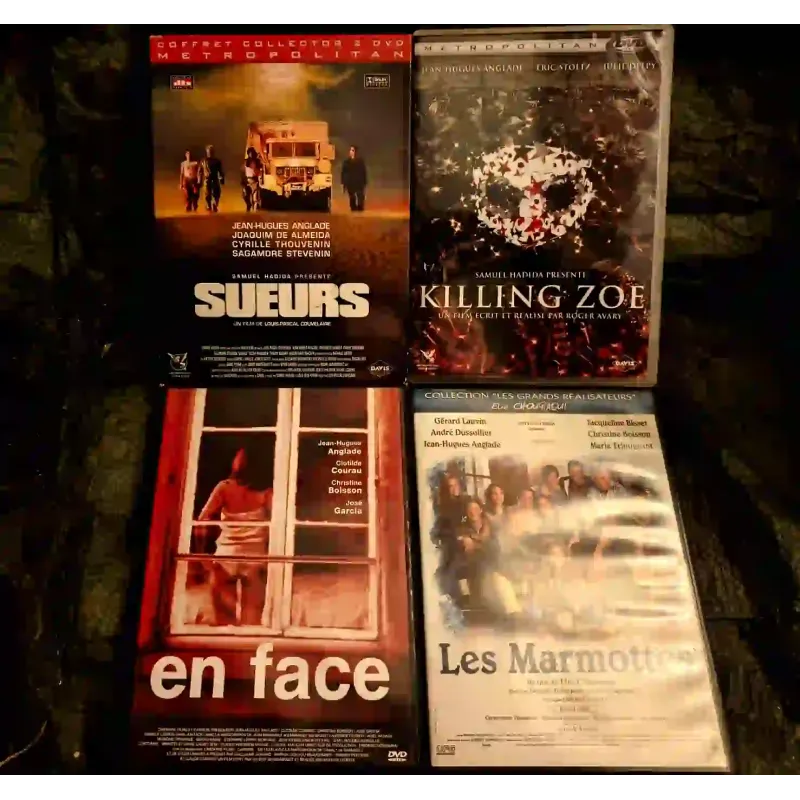 Jean-Hugues Anglade Pack 4 Films 5 DVD Sueurs Les marmottes Killing Zoe En face