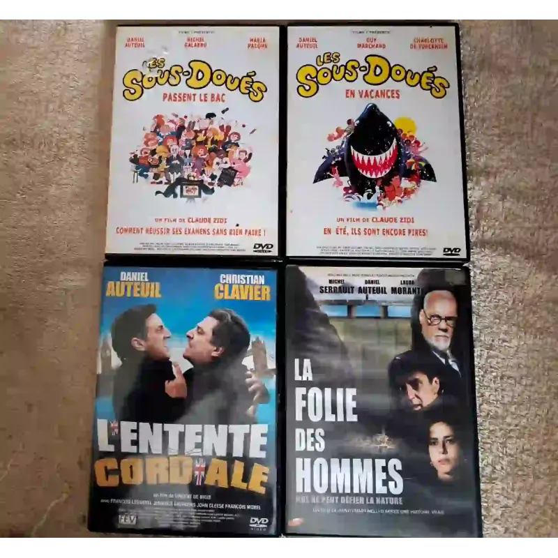 Daniel Auteuil Pack 4 Films DVD Les sous-doués passent le bac en vacances L'entente cordiale La folie des hommes
