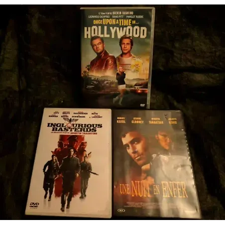 Quentin Tarantino Pack 3 Films DVD Once upon a time in Hollywood Inglourious Basterds Une nuit en enfer