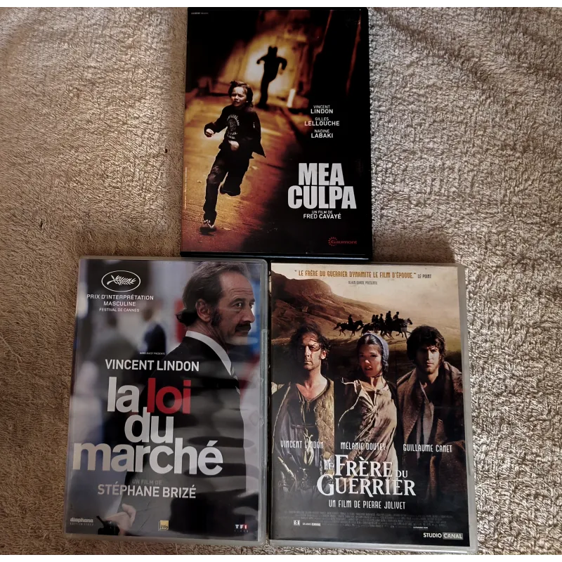 Vincent Lindon Pack 3 Films DVD VF La loi du Marché Mea Culpa Le frère du guerrier
