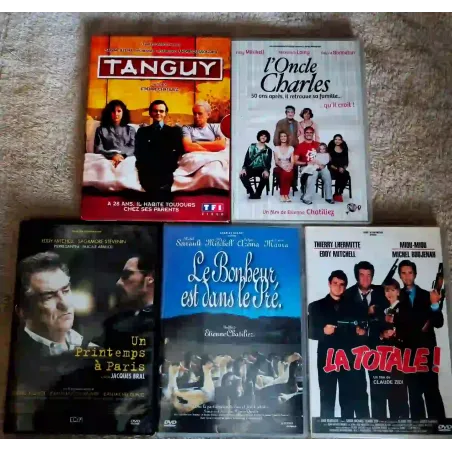 Eddy Mitchell Pack 5 Films 6 DVD VF L'oncle Charles Tanguy Un printemps à Paris La Totale Le bonheur est dans le pré