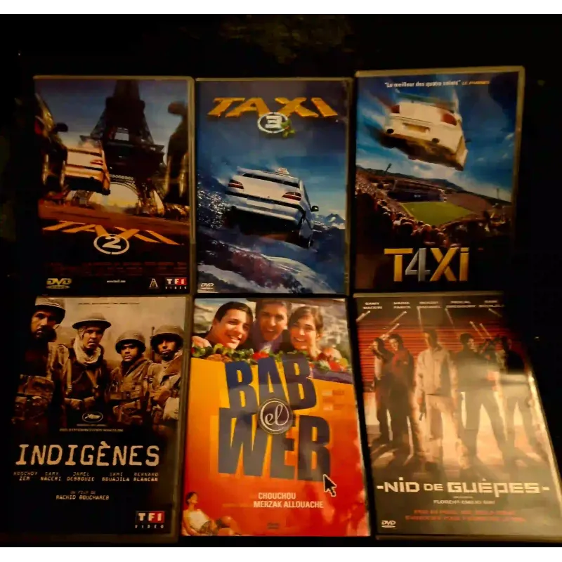 Samy Naceri Pack 6 Films DVD Indigènes Bab el  Nid de guêpes Taxi 2 Taxi 3 Taxi 4