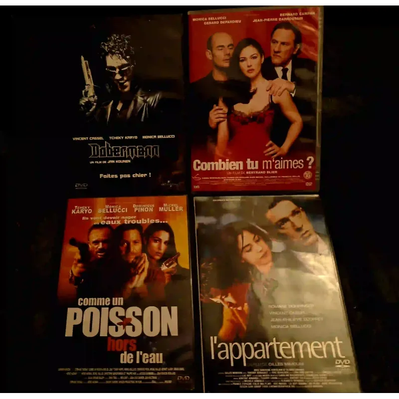 Monica Bellucci Pack 4 Films DVD Dobermann Combien tu m'aimes L'appartement Comme un poisson hors de l'eau
