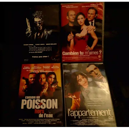 Monica Bellucci Pack 4 Films DVD Dobermann Combien tu m'aimes L'appartement Comme un poisson hors de l'eau