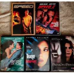 Sandra Bullock Pack 5 Films DVD Traque sur internet Prémonitions Speed 1 et 2 Un vent de folie