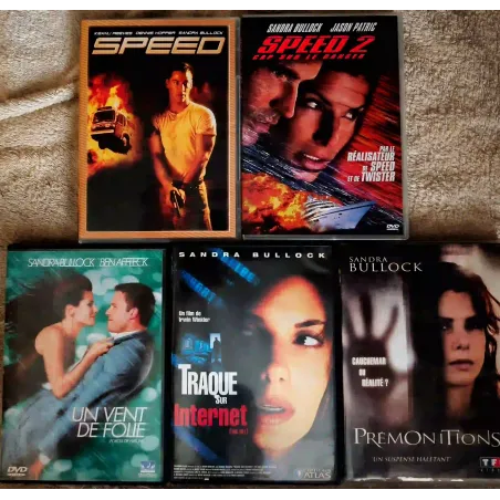 Sandra Bullock Pack 5 Films DVD Traque sur internet Prémonitions Speed 1 et 2 Un vent de folie