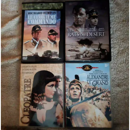 Richard Burton Pack 4 Films 5 DVD VF Cléopâtre Les rats du désert Le cinquième commando Alexandre le grand