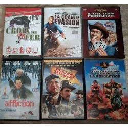 James Coburn Pack 6 Films DVD VF Croix de fer Major dundee La grande évasion L'or des pistoleros Il était une fois la Révolution