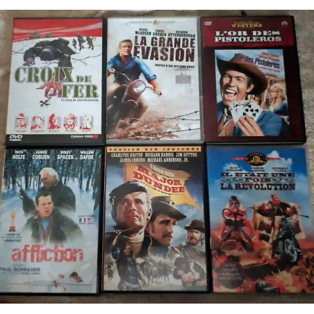 James Coburn Pack 6 Films DVD VF Croix de fer Major dundee La grande évasion L'or des pistoleros Il était une fois la Révolution