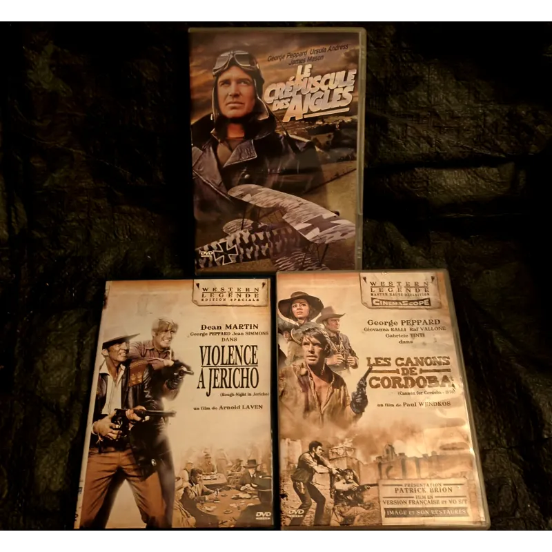 George Peppard Pack 3 Films DVD VF Les canons de Cordoba Violence à Jericho Le crépuscule des aigles