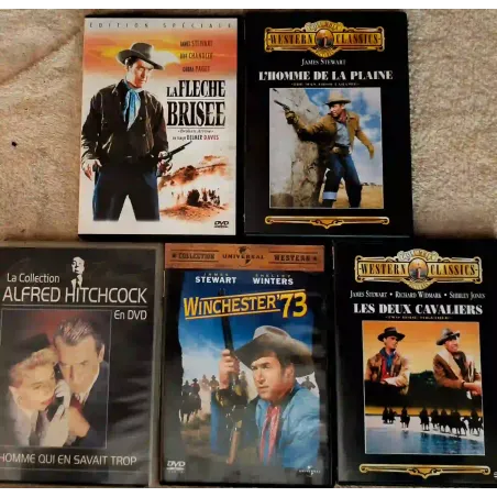 James Stewart Pack 5 Films DVD Les deux cavaliers Winchester 73 La flèche brisée L'homme de la plaine L'homme qui en savait trop