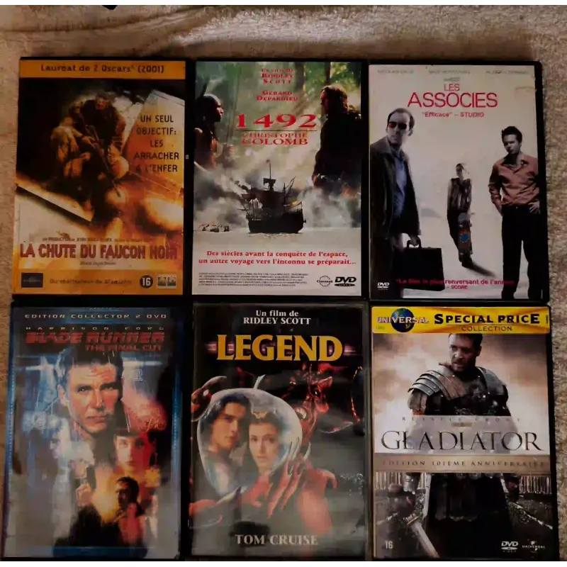 Ridley Scott Pack 6 Films 7 DVD Blade runner 1492 Christophe Colomb La chute du faucon noir Les associés Legend Gladiator