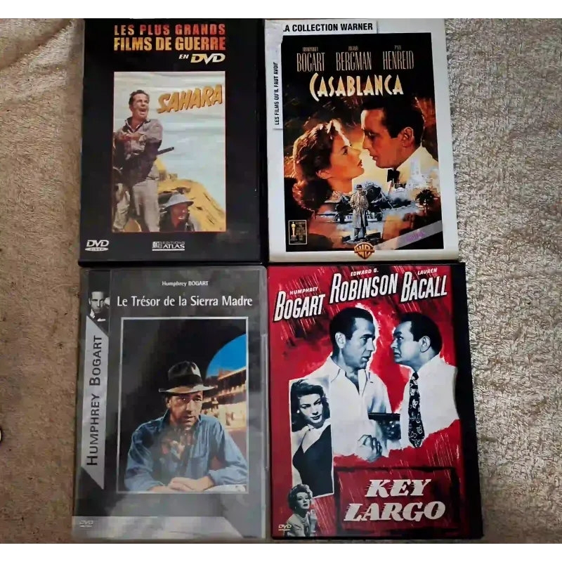 Humphrey Bogart Pack 4 Films DVD VF Le trésor de la Sierra Madre Casablanca
Key Largo Sahara