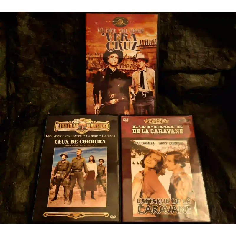 Gary Cooper Pack 3 Films DVD VF Vera Cruz Ceux de Cordura L'attaque de la caravane