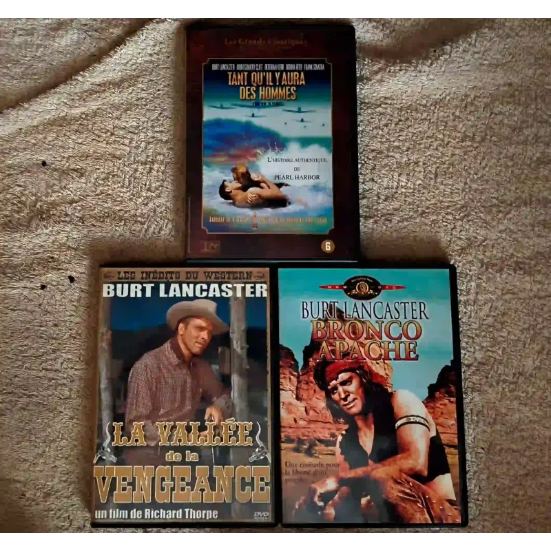 Burt Lancaster Pack 3 Films DVD VF Bronco Apache Tant qu'il y aura des hommes La vallée de la vengeance