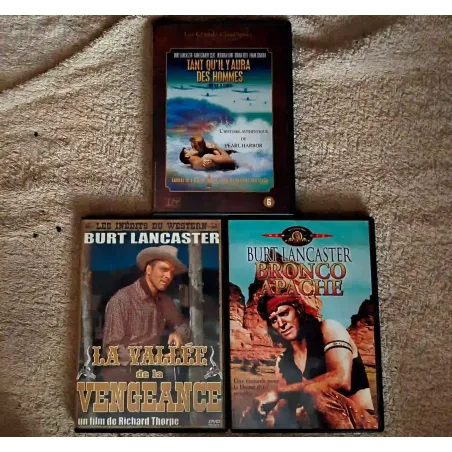 Burt Lancaster Pack 3 Films DVD VF Bronco Apache Tant qu'il y aura des hommes La vallée de la vengeance
