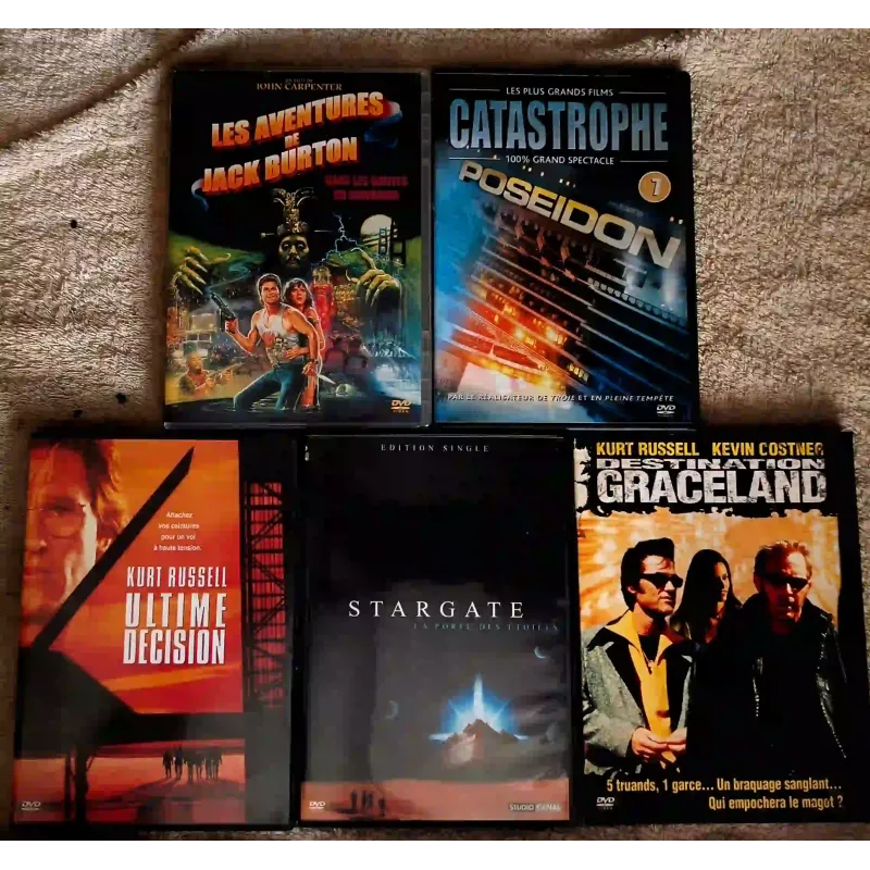 Kurt Russell Pack 5 Films DVD VF Stargate Poseidon Ultime décision Les aventures de Jack Burton