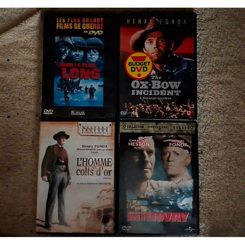 Henry Fonda Pack 4 Films DVD VF Le jour le plus long L'homme aux colts d'or L'étrange incident La bataille de Midway