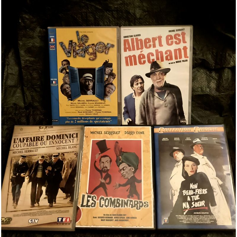 Michel Serrault Pack 5 Films DVD VF Les combinards L'affaire Dominici Le viager Albert est méchant Mon beau-frère a tué ma soeur