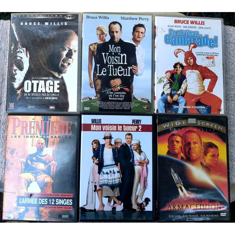 Bruce Willis Pack 6 Films DVD VF Otage Mon voisin le tueur 1 et 2 L'armée des 12 singes L'irrésistible North Armagueddon
