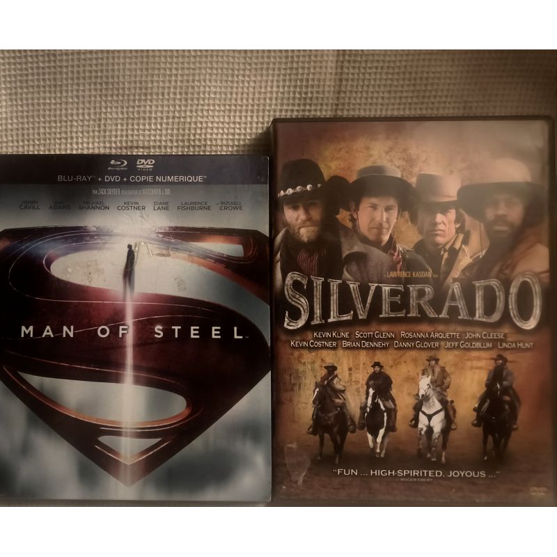 Kevin Costner Pack 2 Films 3 DVD + 1 Blu-ray VF Man of steel - DVD + Blu-ray Silverado 2 DVD