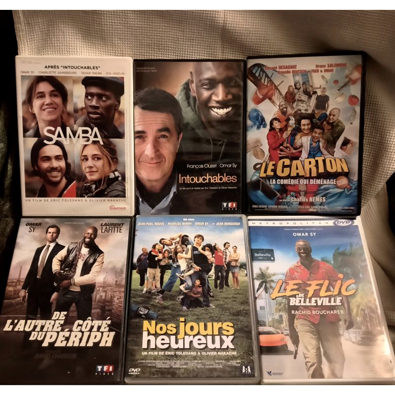 Omar Sy Pack 6 Films DVD VF Nos jours heureux Samba Le carton De l'autre côté du périph
Intouchables Le flic de Belleville