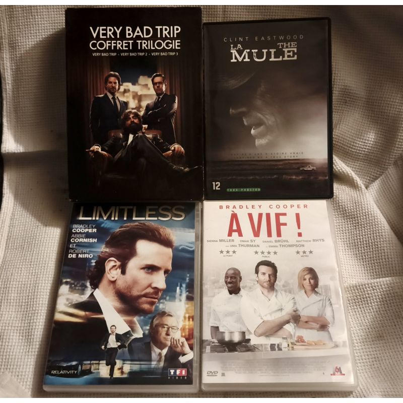 Bradley Cooper Pack 3 Films DVD VF Very bad trip Coffret trilogie Limitless La mule A vif